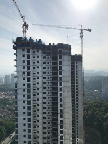 Overall Tower Block A structure works view from level 28 - 42.