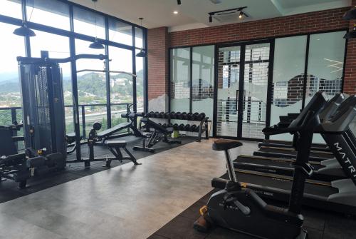 Gym interior with complete equipment